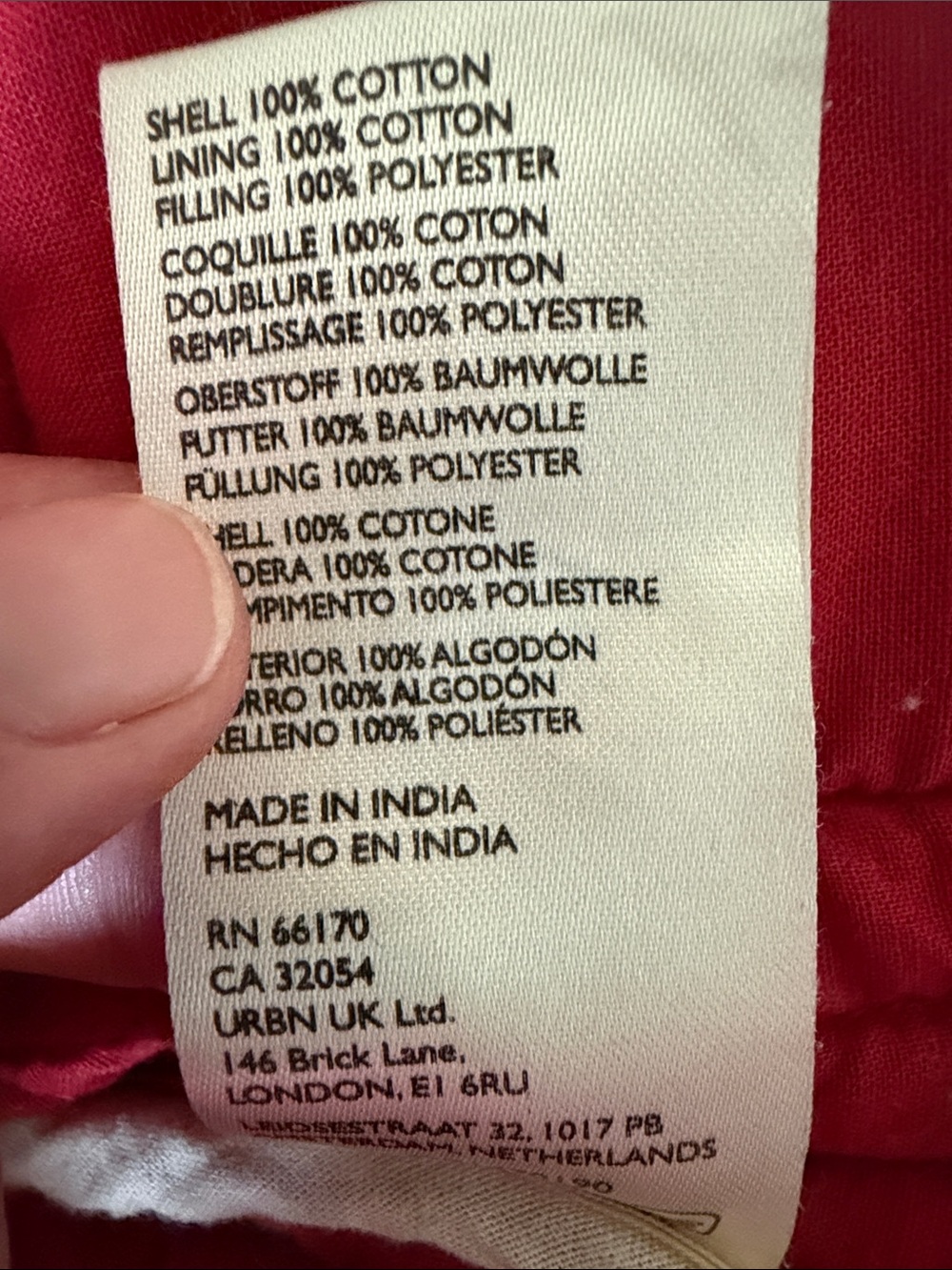 Free People Red Quilted Floral Puffer Jacket with Cream Trim - Picture 5 of 5